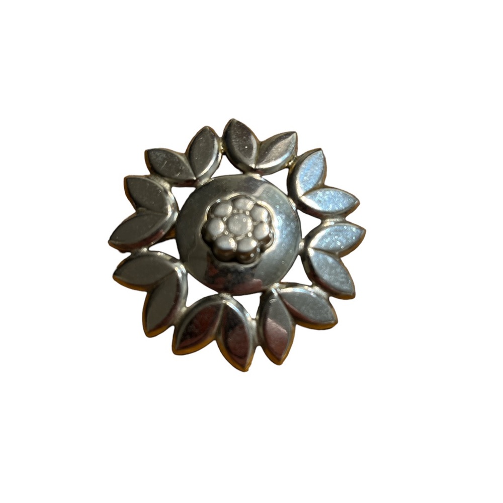 Silver Tone Monet Floral Brooch